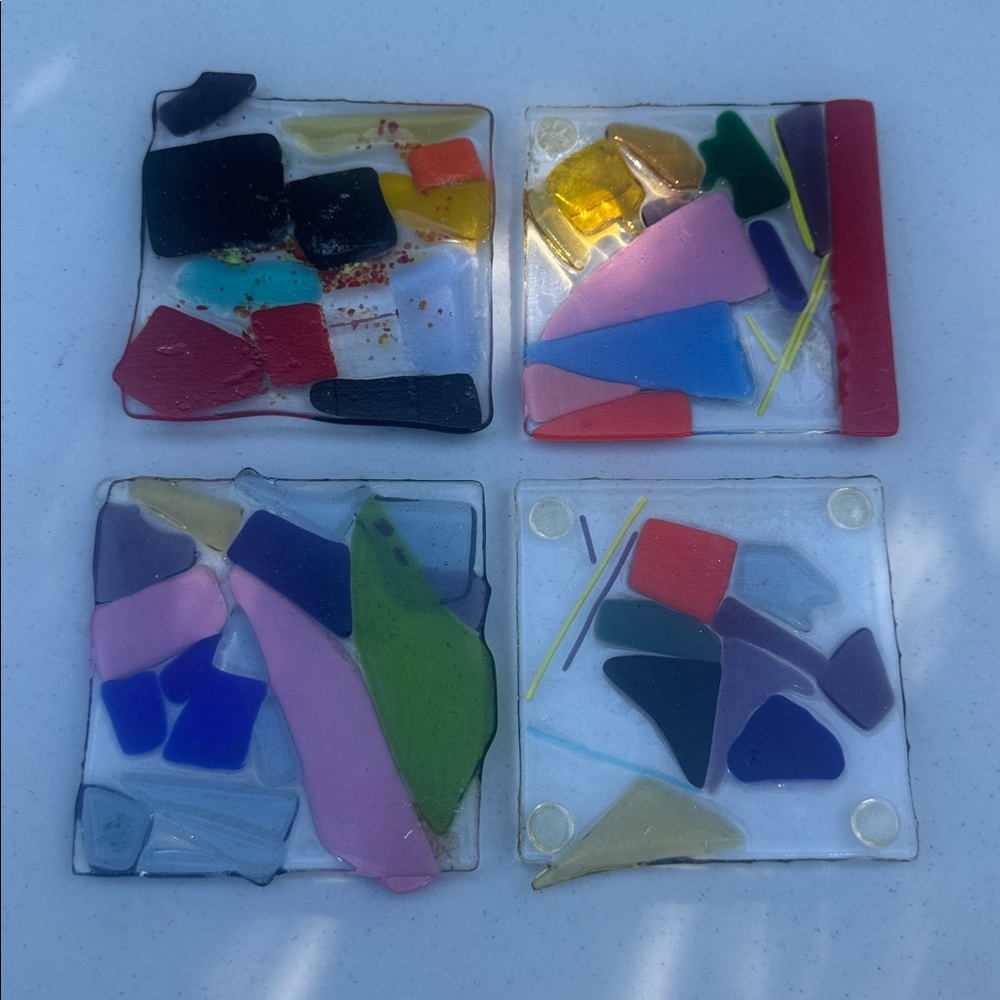 Colorful Art Glass Coasters Set - Picture 2 of 2